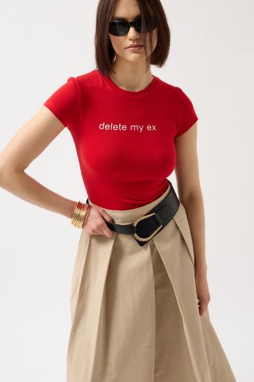 Delete My Ex Baskılı Likralı Crop T-Shirt resmi